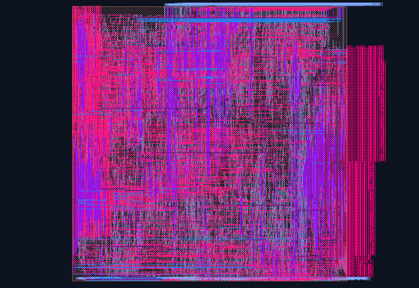 CHI Home Node — Multi-Outstanding Memory Path (HN-F) routed place-and-route layout on the Nangate45 PDK
