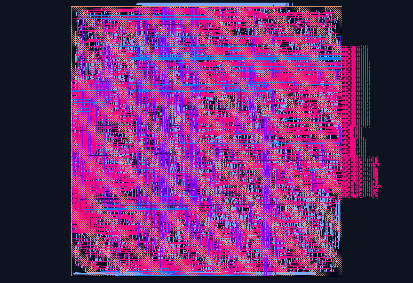 CHI Home Node — Pipelined Coherent (HN-F, v4) routed place-and-route layout on the Nangate45 PDK