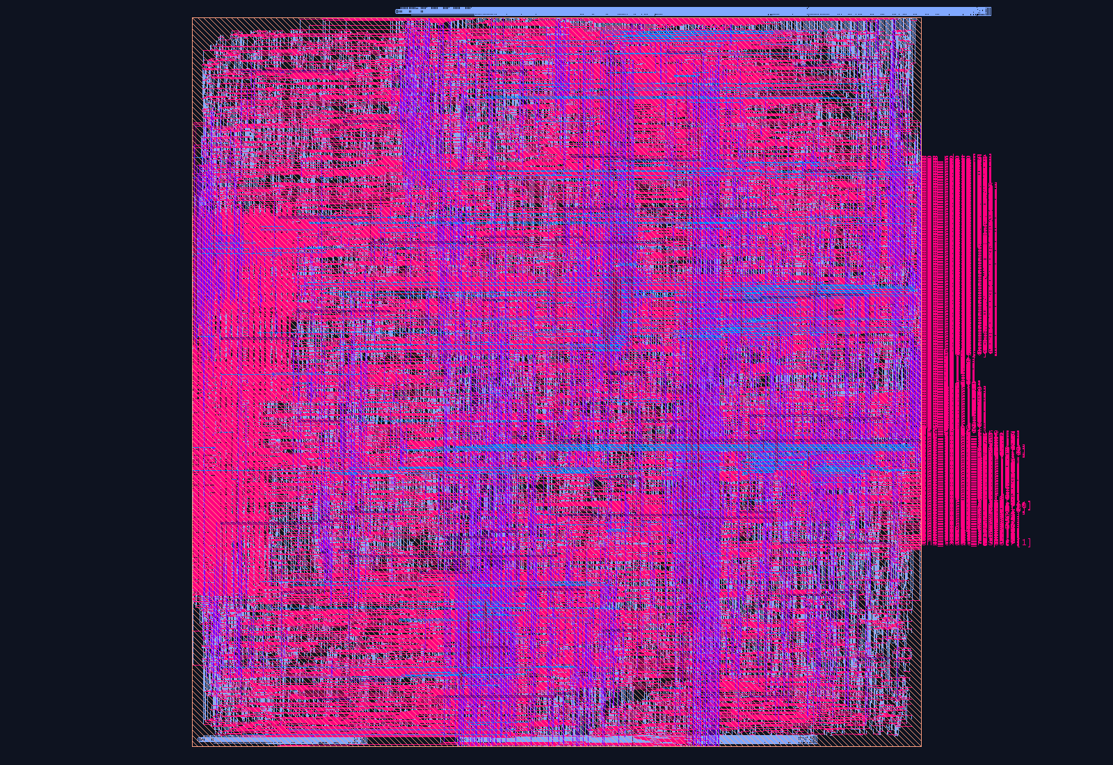 CHI Home Node — QoS-Priority Arbitration (HN-F v7) routed place-and-route layout on the Nangate45 PDK