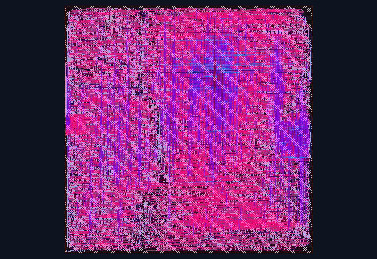 HMAC-SHA-256 Authentication Accelerator routed place-and-route layout on the Nangate45 PDK