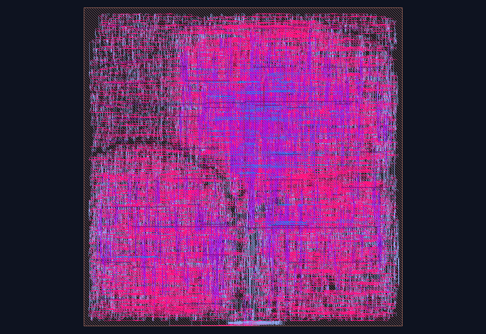 ML-KEM / Kyber CBD Noise Sampler routed place-and-route layout on the Nangate45 PDK