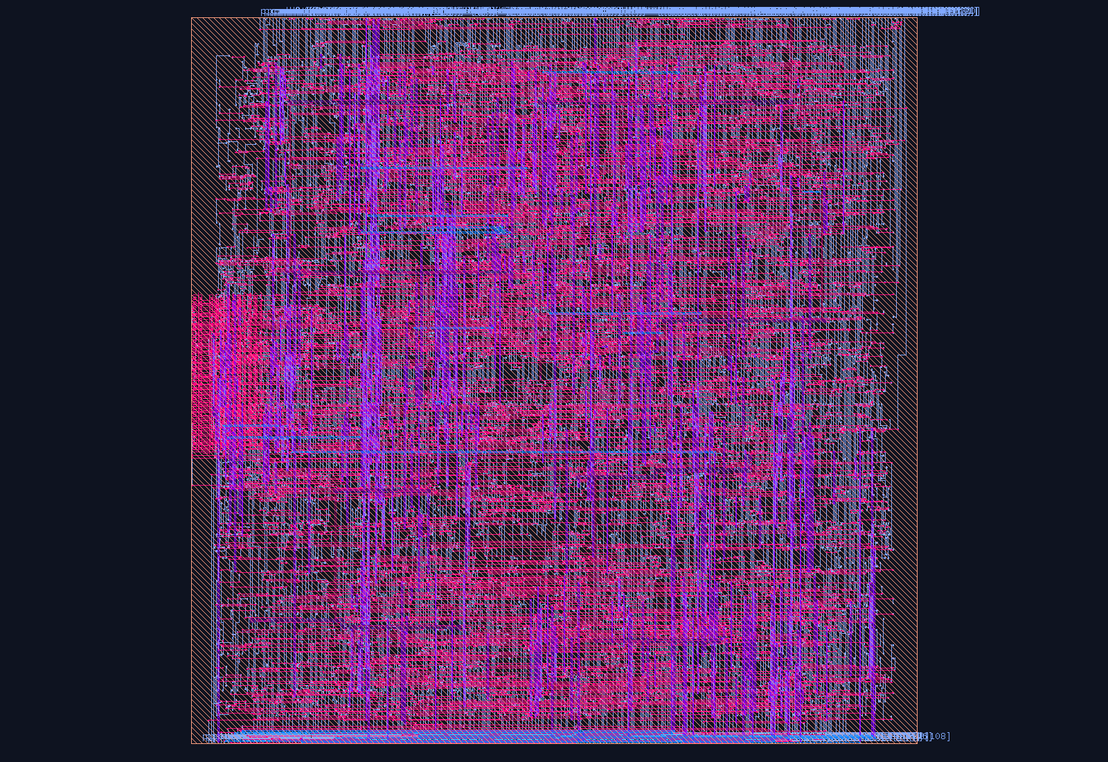 RISC-V Debug Module (DM) routed place-and-route layout on the Nangate45 PDK