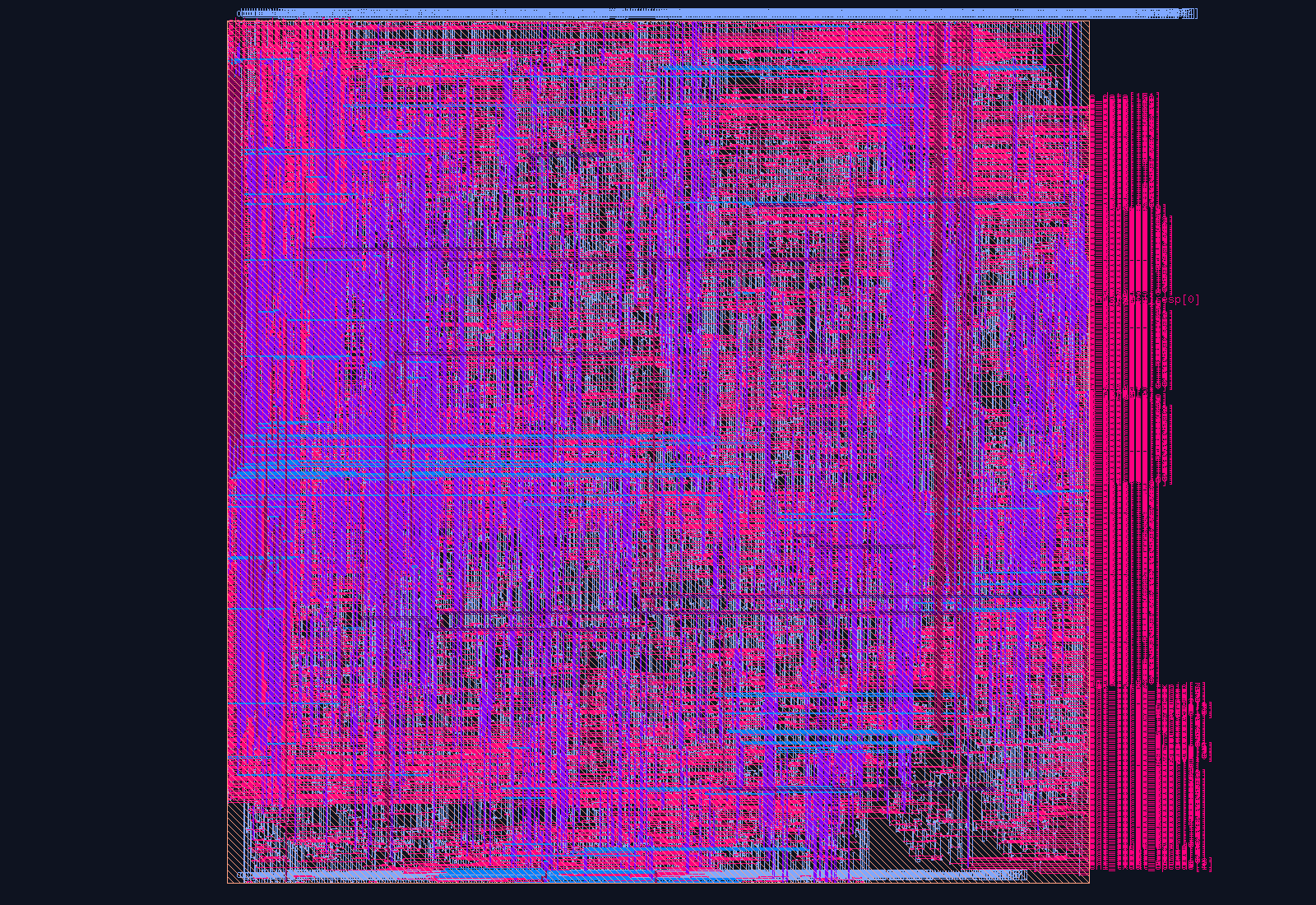 TileLink-C ↔ CHI Coherent Bridge (tl_c_to_chi) routed place-and-route layout on the Nangate45 PDK
