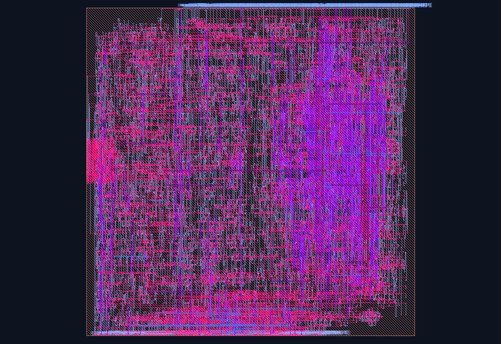 TSN 802.1Qbv Time-Aware Switch routed place-and-route layout on the Nangate45 PDK